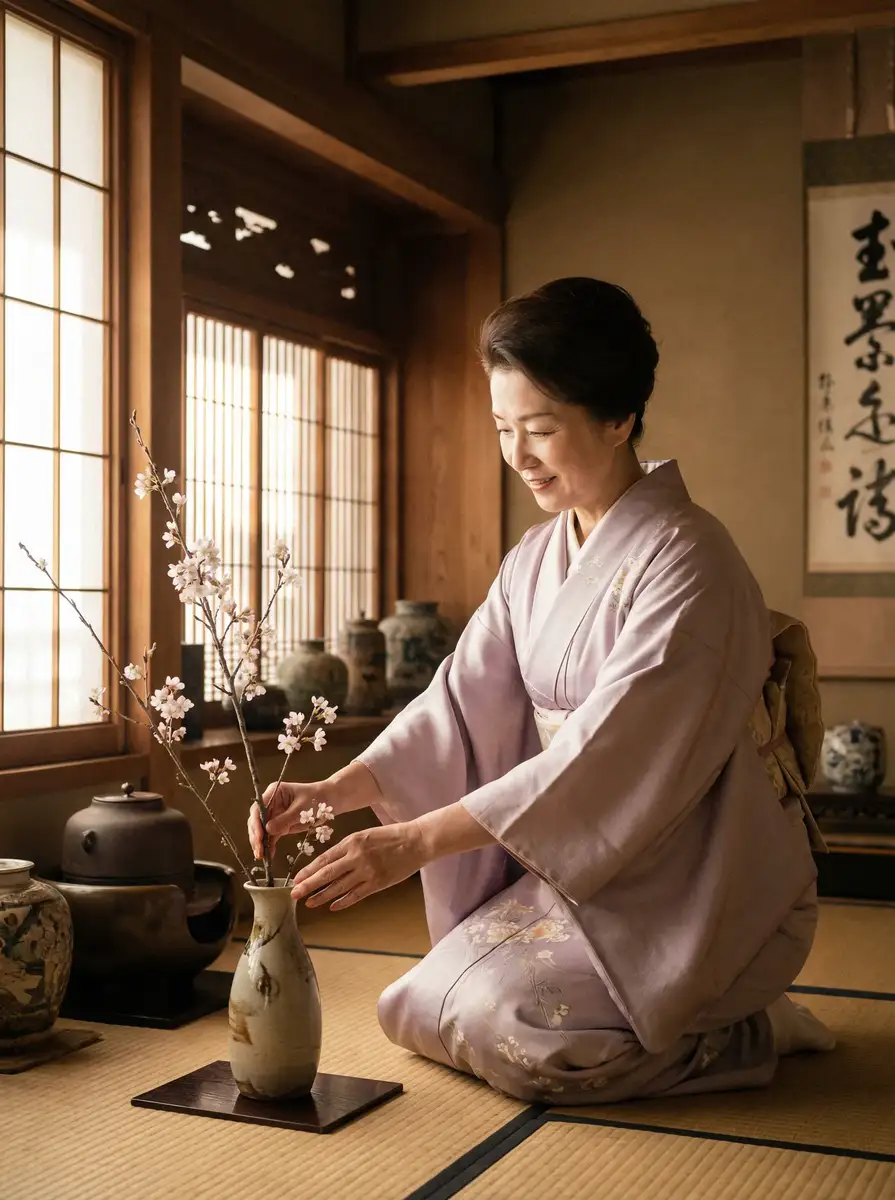 一位优雅的 四虎视频 - 四虎影院官网 | 高清影视免费在线观看 | 每日更新热门影片 在和室中插花